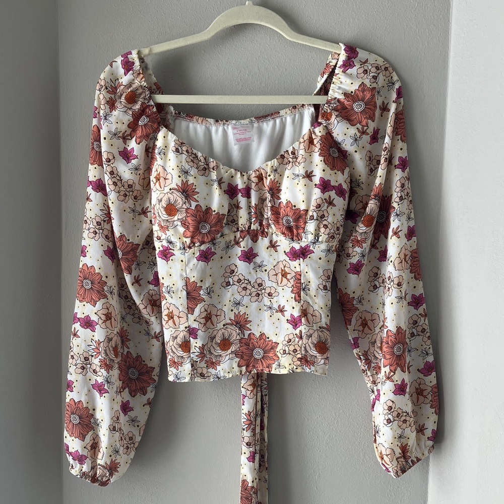 No Boundaries Floral Crop Top – Juniors Size L
